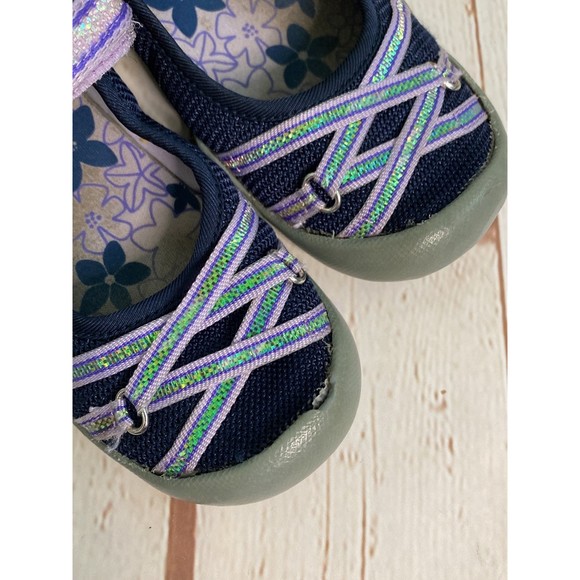 M.A.P. Navy Blue and Purple Velcro Mary Janes - Picture 2 of 8